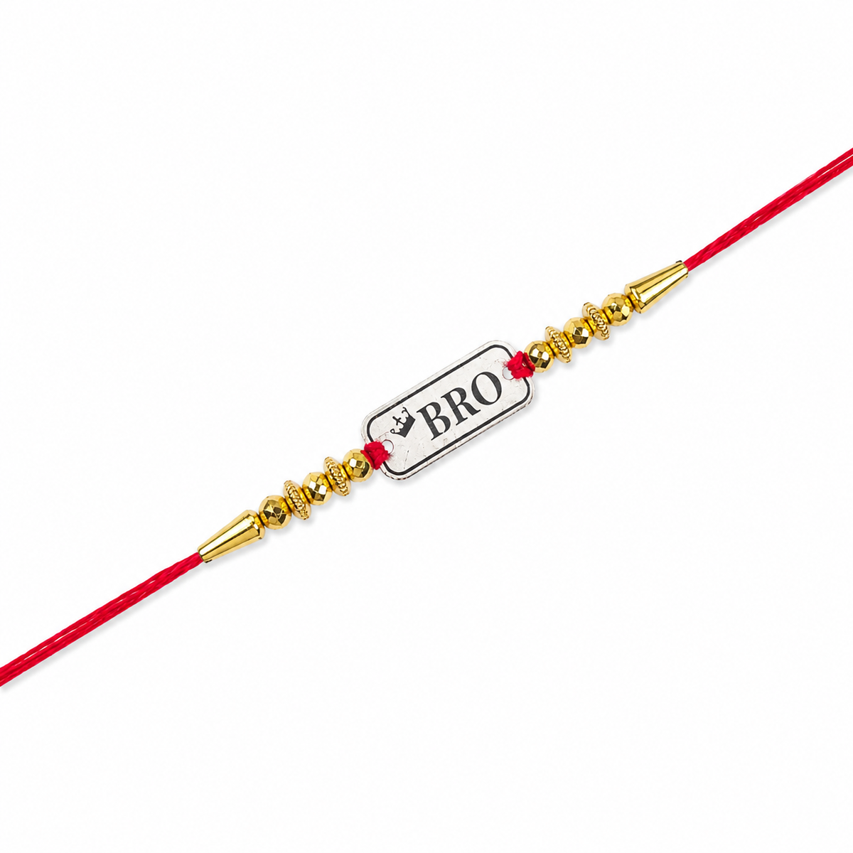 BRO Tag 92.5 Silver Rakhi with Gold Beads