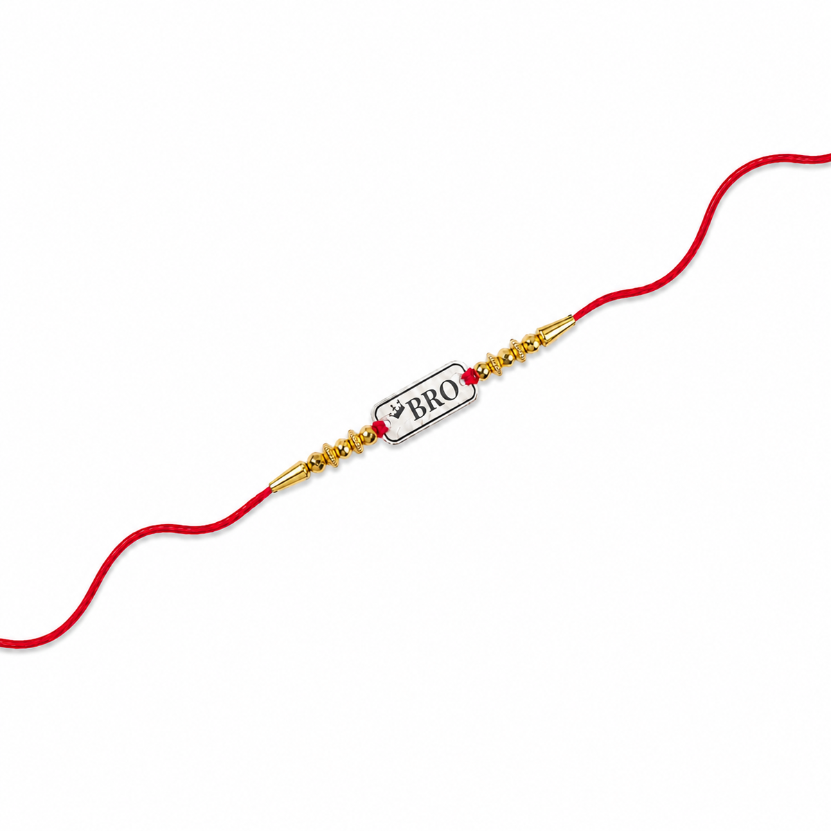 BRO Tag 92.5 Silver Rakhi with Gold Beads