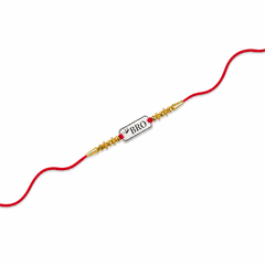 BRO Tag 92.5 Silver Rakhi with Gold Beads