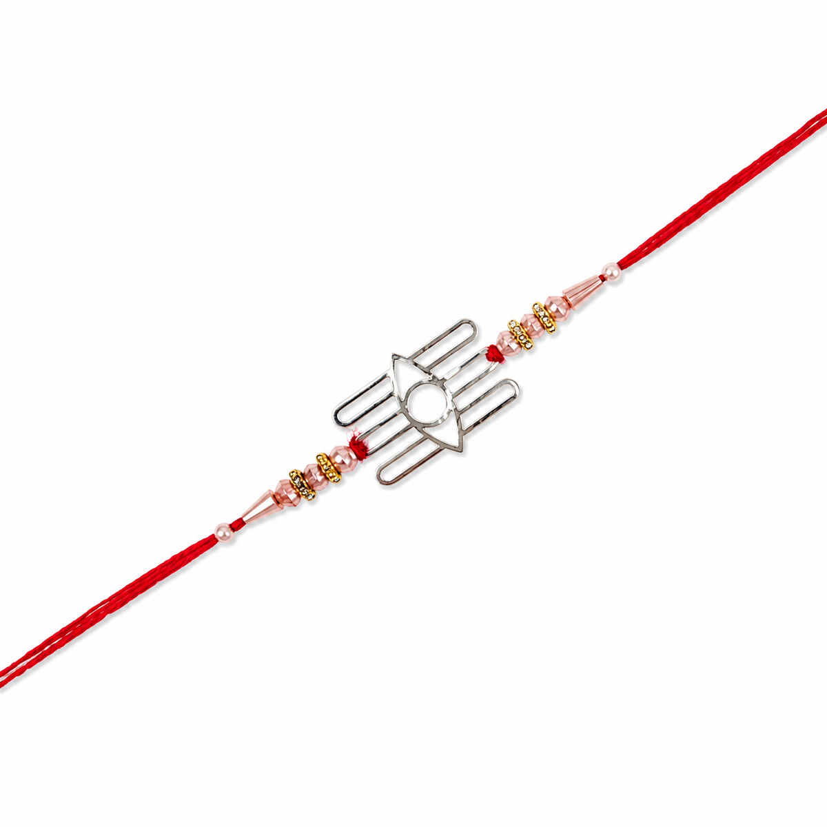 Mahakal Trishul Cutout 92.5 Silver Rakhi with Gold Accents