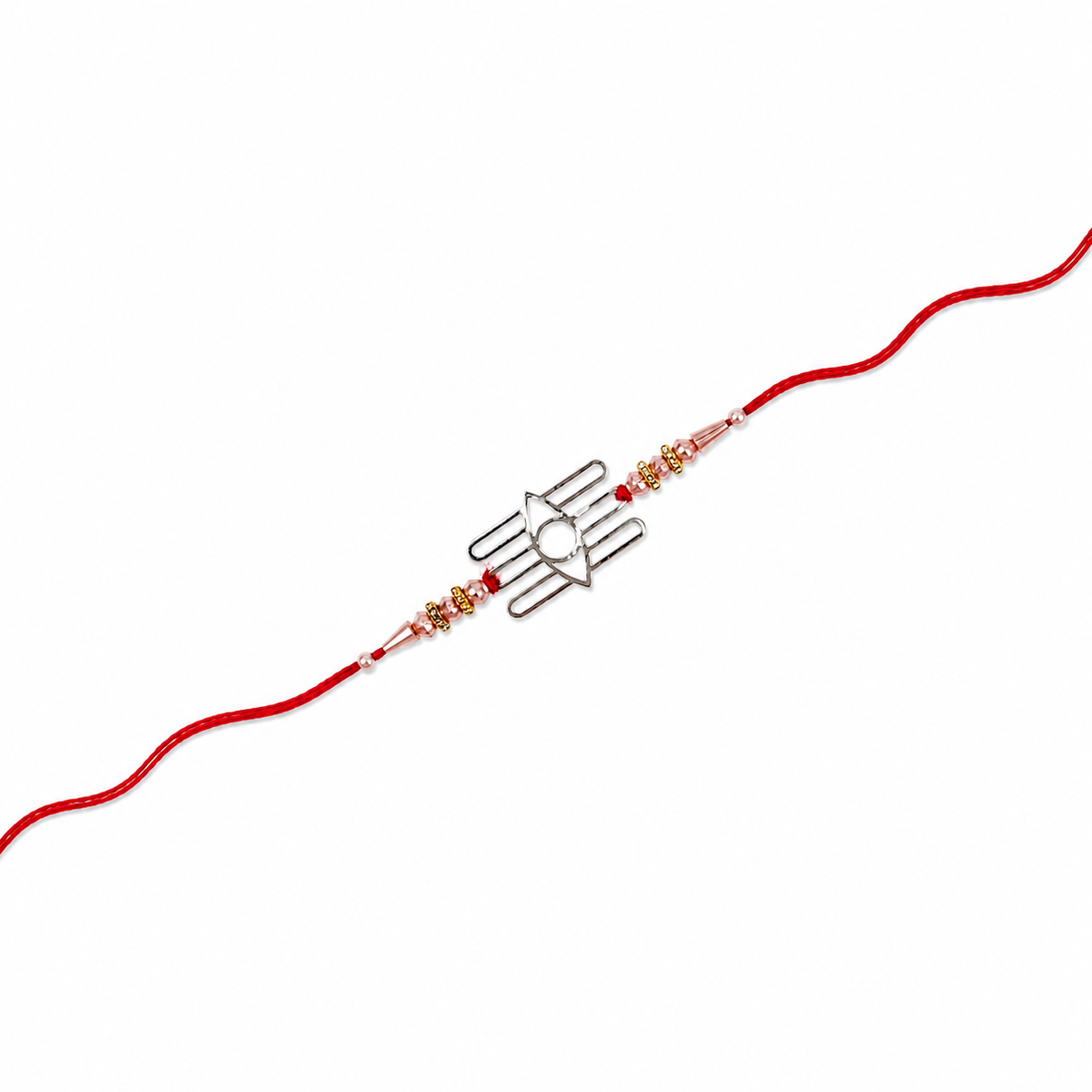 Mahakal Trishul Cutout 92.5 Silver Rakhi with Gold Accents
