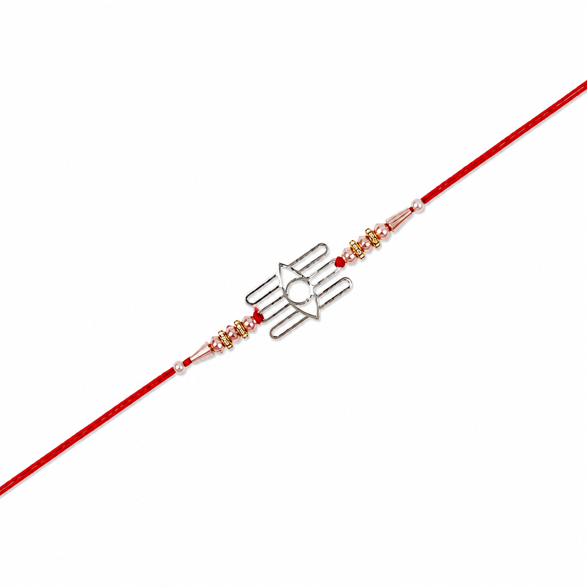 Mahakal Trishul Cutout 92.5 Silver Rakhi with Gold Accents