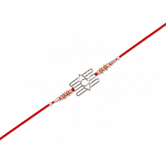 Mahakal Trishul Cutout 92.5 Silver Rakhi with Gold Accents