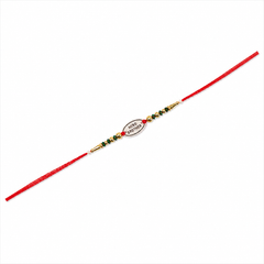 Hero Brother 92.5 Silver Rakhi with Green & Gold Beads