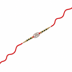 Hero Brother 92.5 Silver Rakhi with Green & Gold Beads