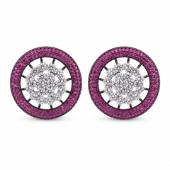 Nano Openwork Wheel Stud Earrings, Black Rhodium finish