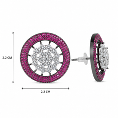 Nano Openwork Wheel Stud Earrings, Black Rhodium finish