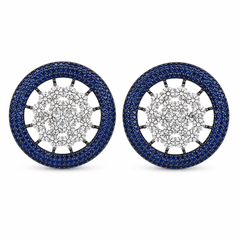 Nano Openwork Wheel Stud Earrings, Black Rhodium finish