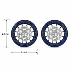 Nano Openwork Wheel Stud Earrings, Black Rhodium finish