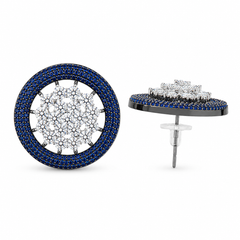 Nano Openwork Wheel Stud Earrings, Black Rhodium finish