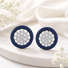 Nano Openwork Wheel Stud Earrings, Black Rhodium finish