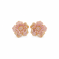 Crystal Micro-Pavé Bloom Flower Stud Earrings