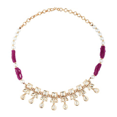 Classic Pearl Necklace with Square CZ Accents