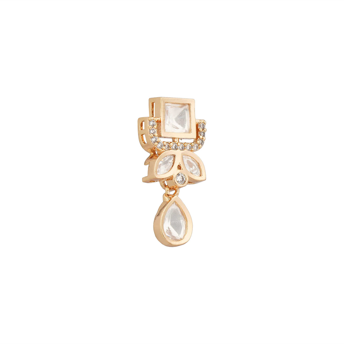 Classic Pearl Necklace with Square CZ Accents Close-Up Product Image