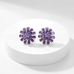 Purple daisy flower crystal stud earrings for women - RANGREZ (image 1)