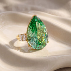 Pear crystal solitaire cocktail ring for women, gold finish - RANGREZ (image 5)