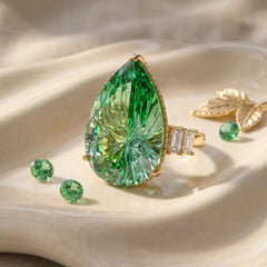 Pear crystal solitaire cocktail ring for women, gold finish - RANGREZ (image 6)