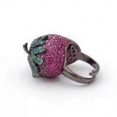 Botanica pink and green crystal strawberry statement ring for women - RANGREZ (image 8)