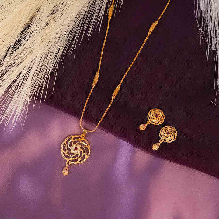 Purvi Gold Plated Pendant Earrings set