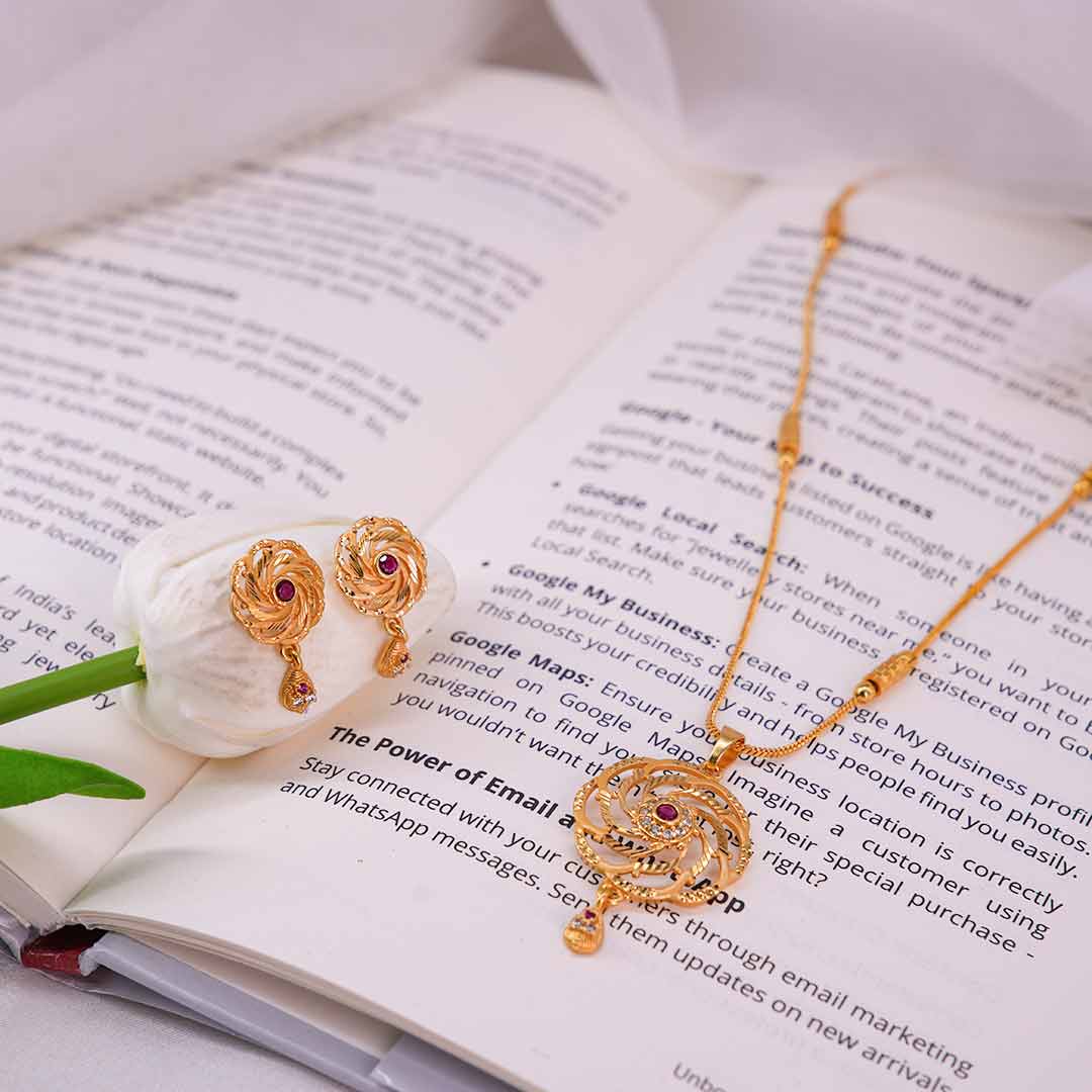Purvi Gold Plated Pendant Earrings set