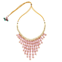 Designer statement necklace pink and gold