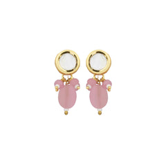 Elegant Indian Pink Kundan Necklace with Matching Drop Earrings Close-Up 