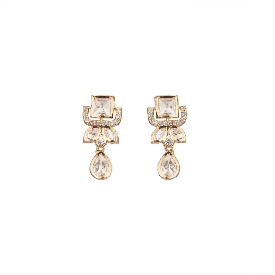 Elegant Pearl and CZ Jewellery Earrings Close-Up Product Image