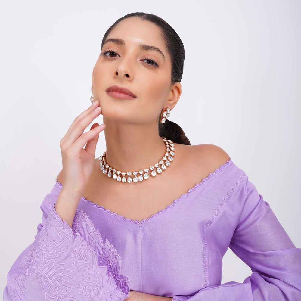 Elegant Teardrop Moissanite Necklace Close-Up Product Image