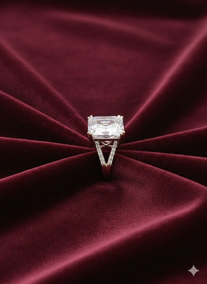 Statement Solitaire Ring Emerald Cut CZ
