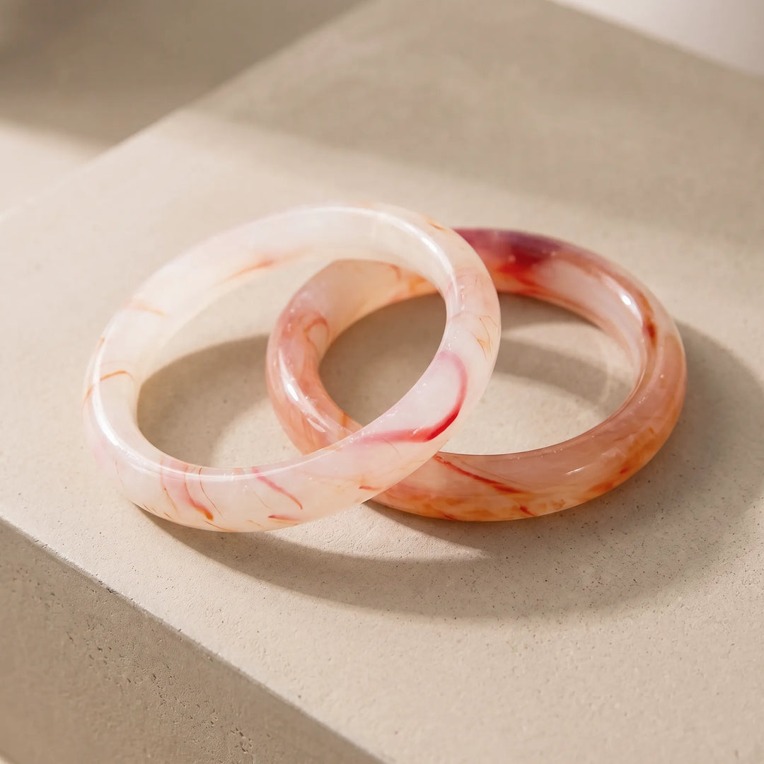 Marble stone bangles for women, marbled resin pair - RANGREZ (view 11)
