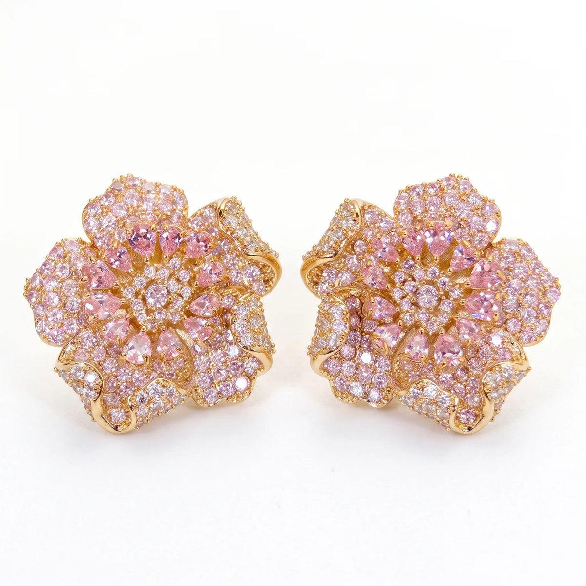 Crystal Micro-Pavé Bloom Flower Stud Earrings