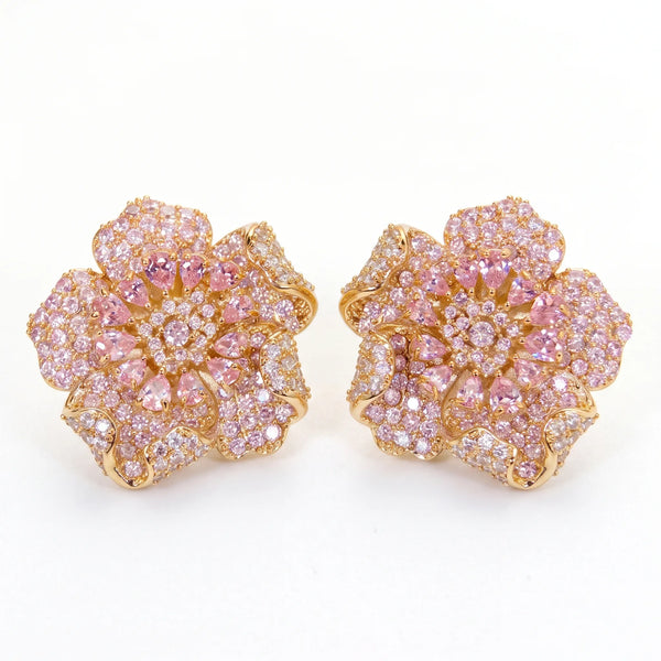Crystal Micro-Pavé Bloom Flower Stud Earrings