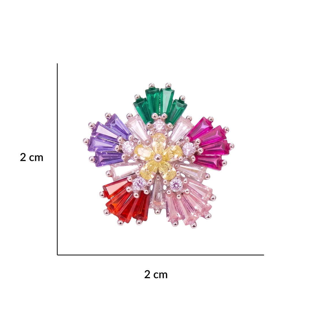 Multicolour crystal pinwheel stud earrings for women - RANGREZ (view 4)