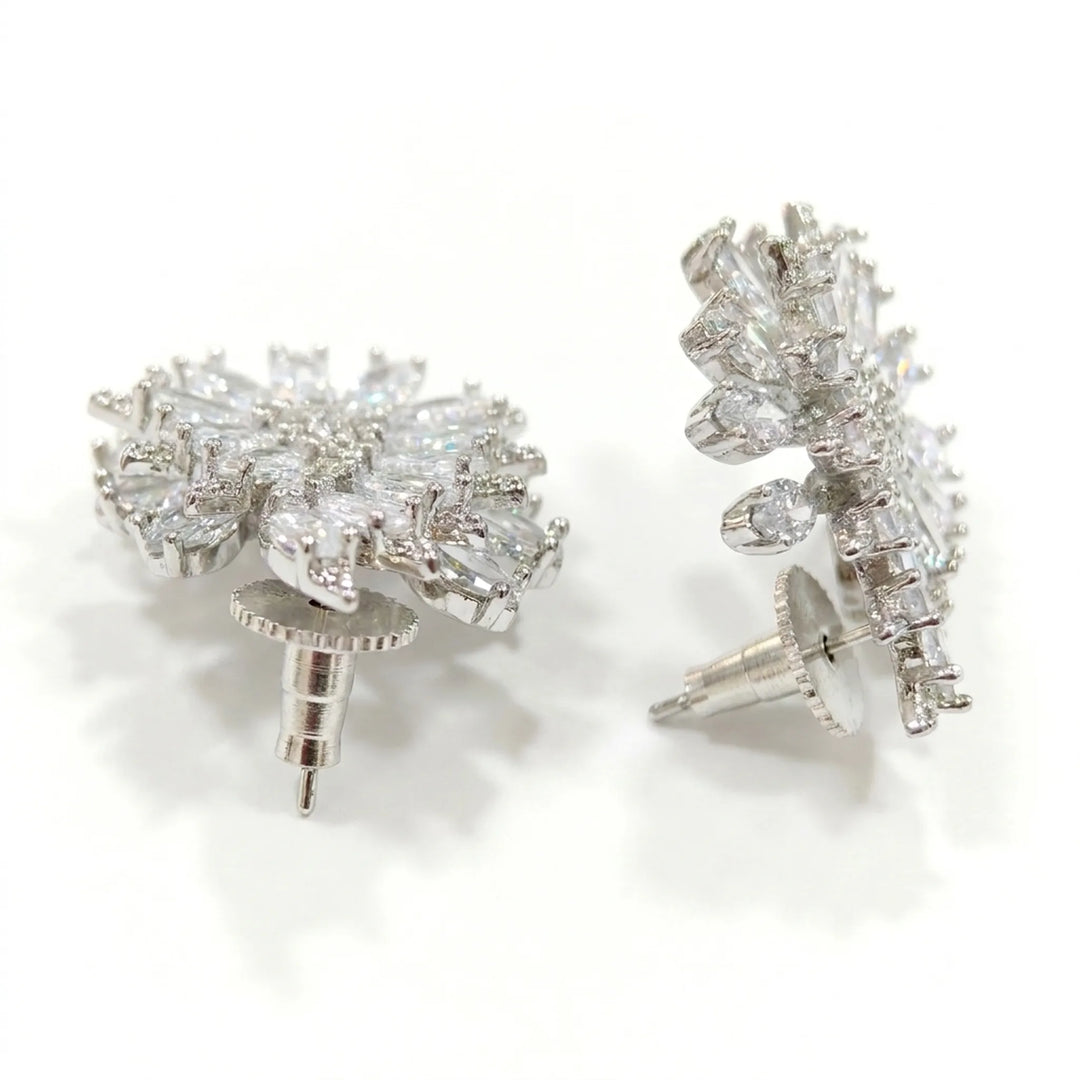 White crystal marquise cluster stud earrings for women - RANGREZ (view 2)