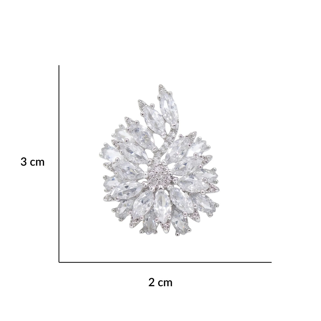 White crystal marquise cluster stud earrings for women - RANGREZ (view 3)