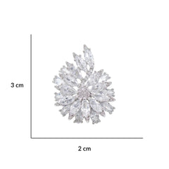White Crystal Marquise Cluster Stud Earrings, Rhodium finish