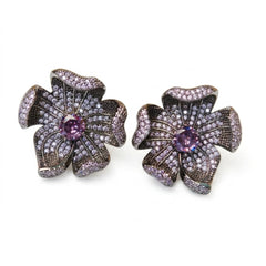 Crystal Micro-Pavé Sculpted Flower Stud Earrings
