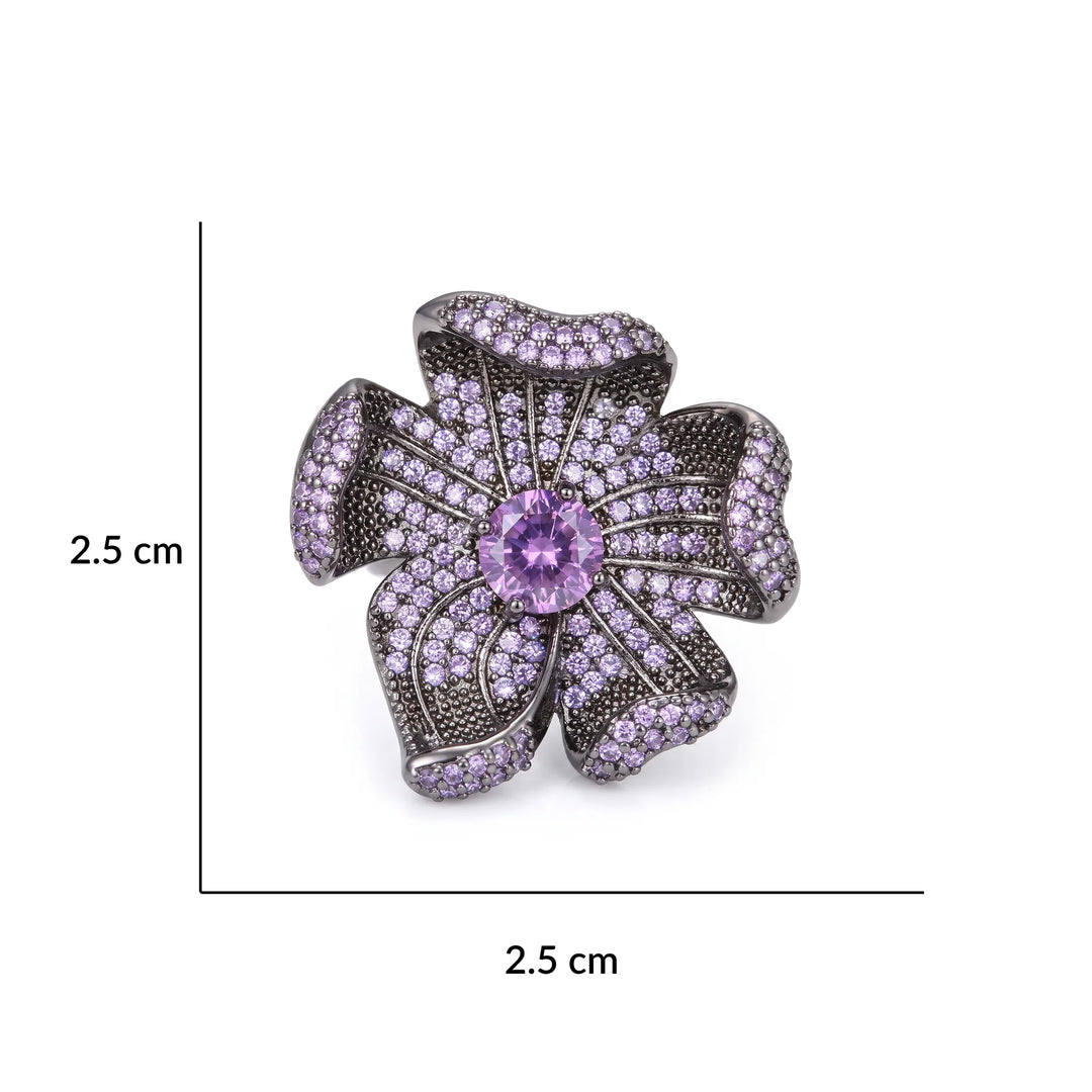 Crystal micro pave flower stud earrings for women - RANGREZ (view 4)