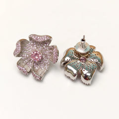 Crystal Micro-Pavé Sculpted Flower Stud Earrings
