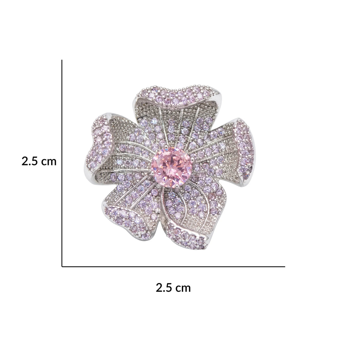 Crystal micro pave flower stud earrings for women - RANGREZ (view 8)