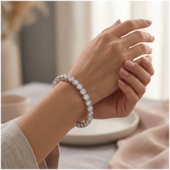Silver-Tone Round Crystal Bangle Pair