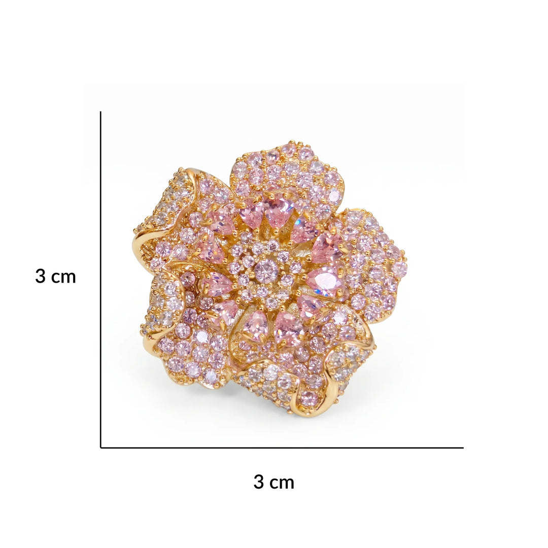 Crystal micro pave bloom flower stud earrings - RANGREZ (view 7)
