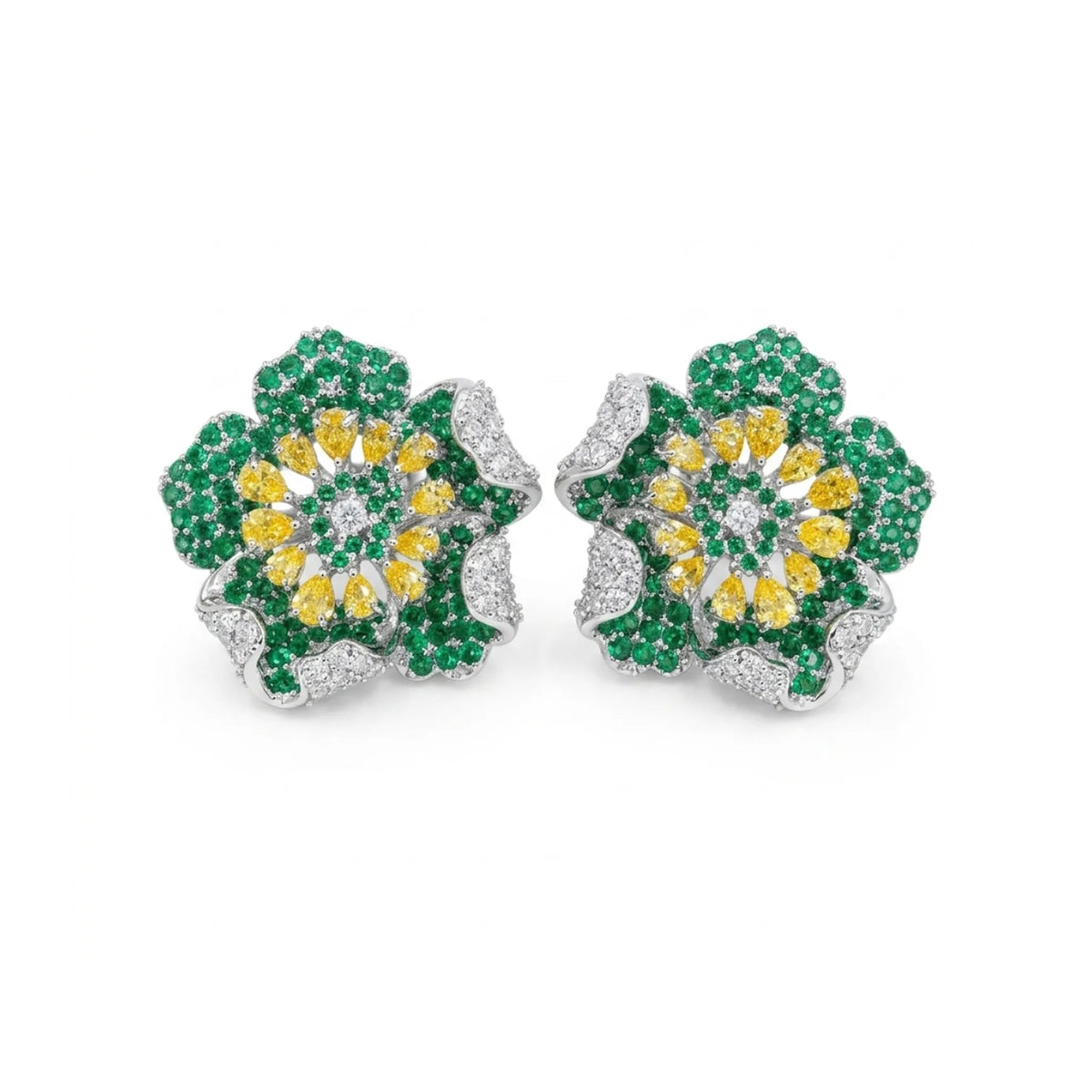 Crystal Micro-Pavé Bloom Flower Stud Earrings