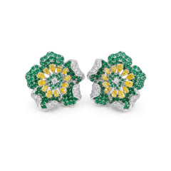 Crystal Micro-Pavé Bloom Flower Stud Earrings