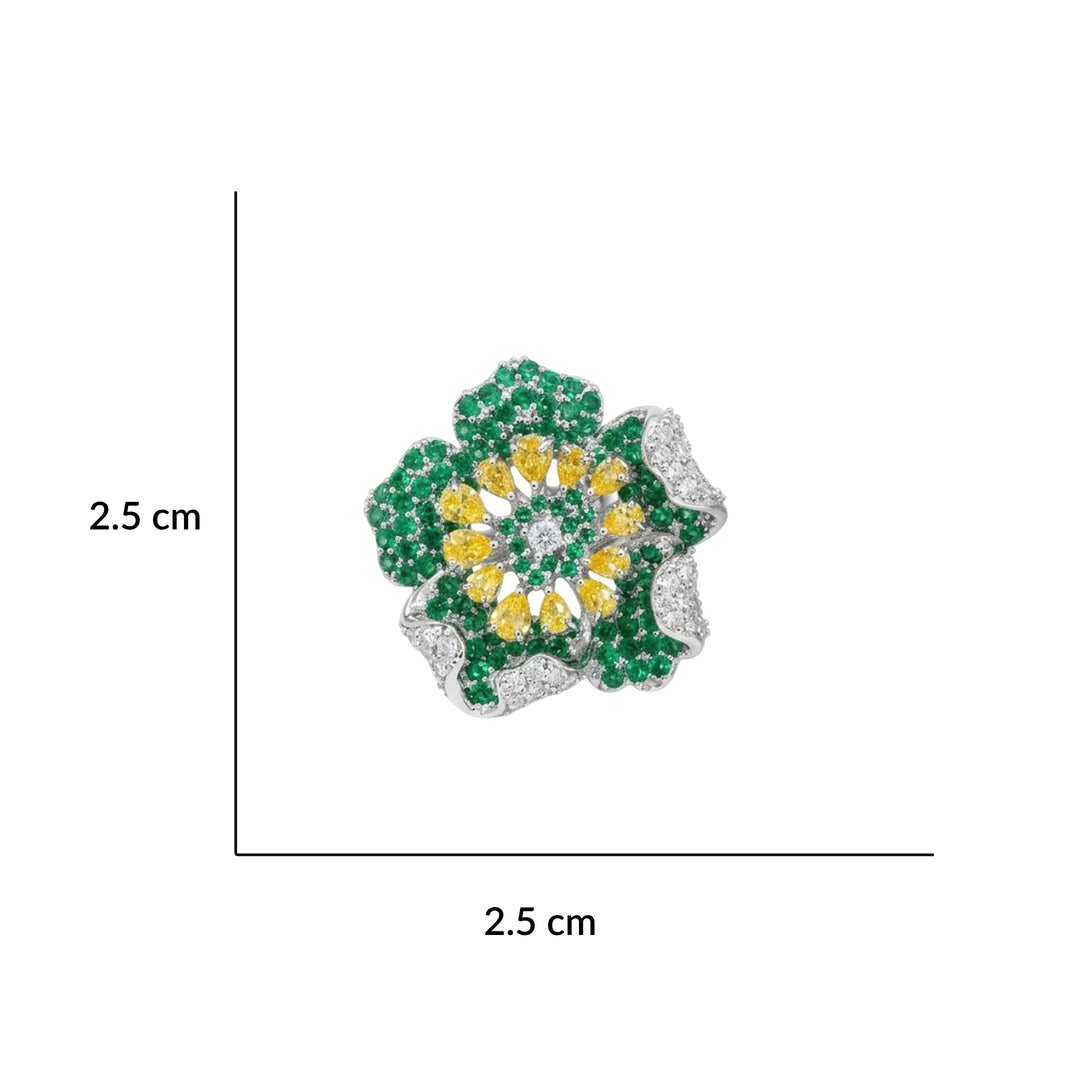 Crystal micro pave bloom flower stud earrings - RANGREZ (view 10)