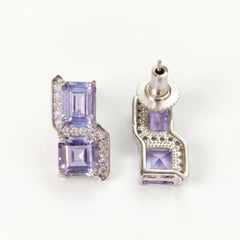 Square Cut Crystal Stud Earrings