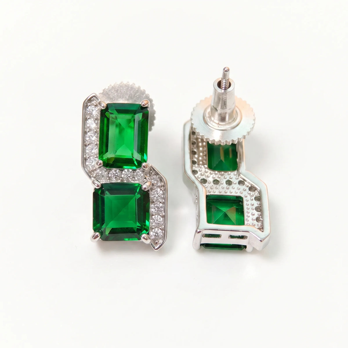 Square Cut Crystal Stud Earrings