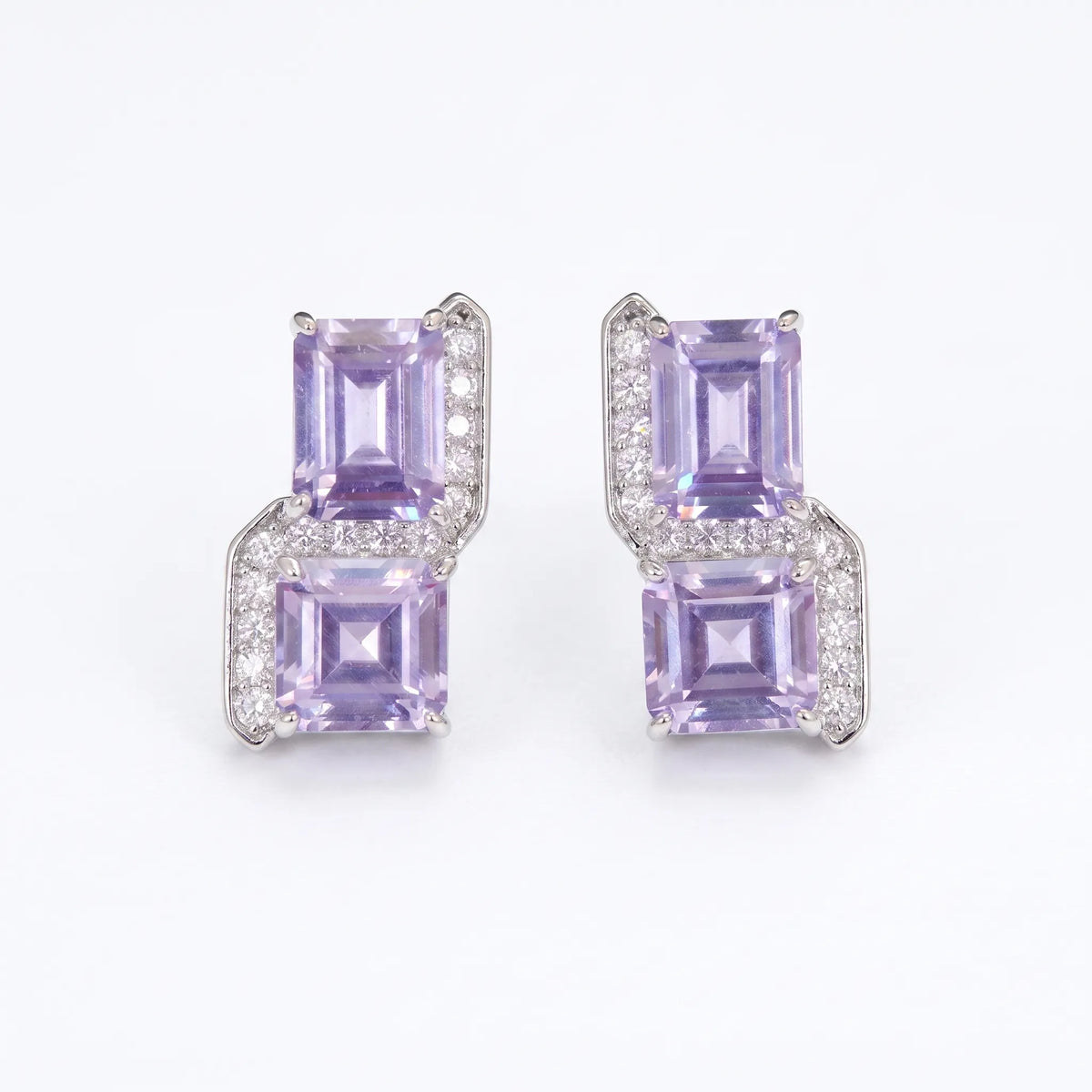 Square Cut Crystal Stud Earrings