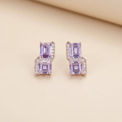Square Cut Crystal Stud Earrings