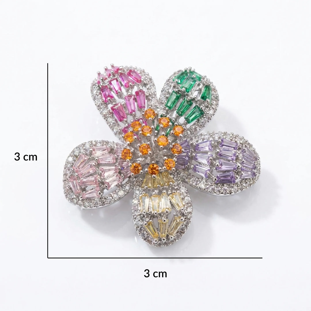 Rainbow crystal flower stud earrings for women - RANGREZ (view 6)